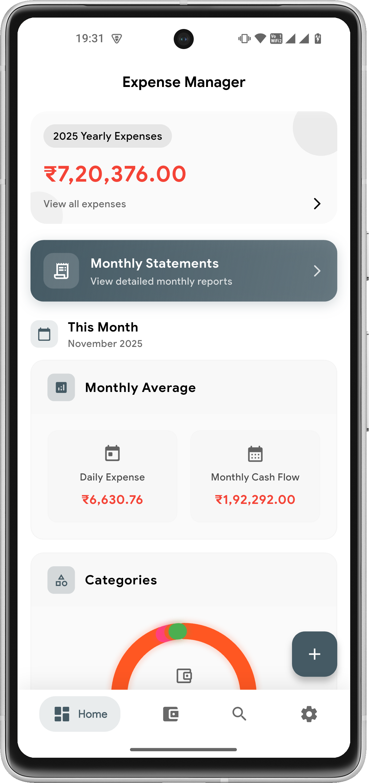 Expense Manager App Dashboard